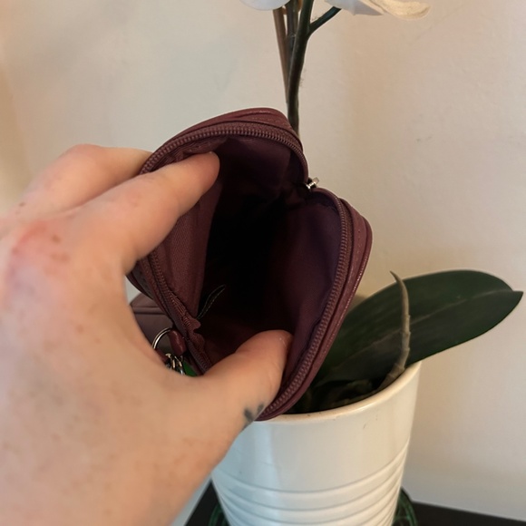 Coach Maroon Mini Wristlet Or Cellphone Holder With Silver Hardware - Picture 4 of 8